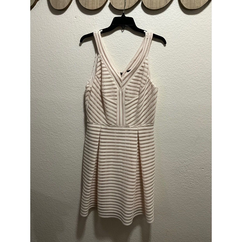 Gianni Bini Lace Overlay V Neck Sheath Dress Beige Size 12
